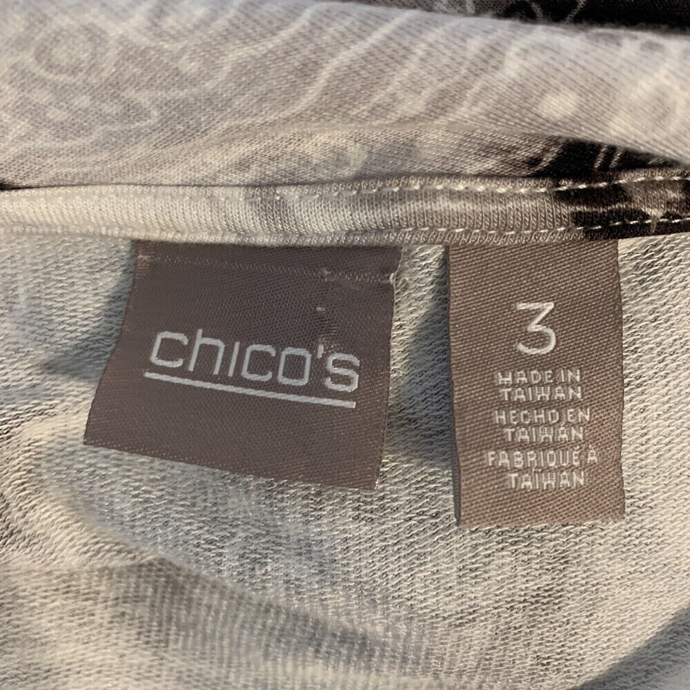 Chico's Womens Size Large Multicolor Printed Long Sleeve Stretch Blouse Top - Picture 4 of 6